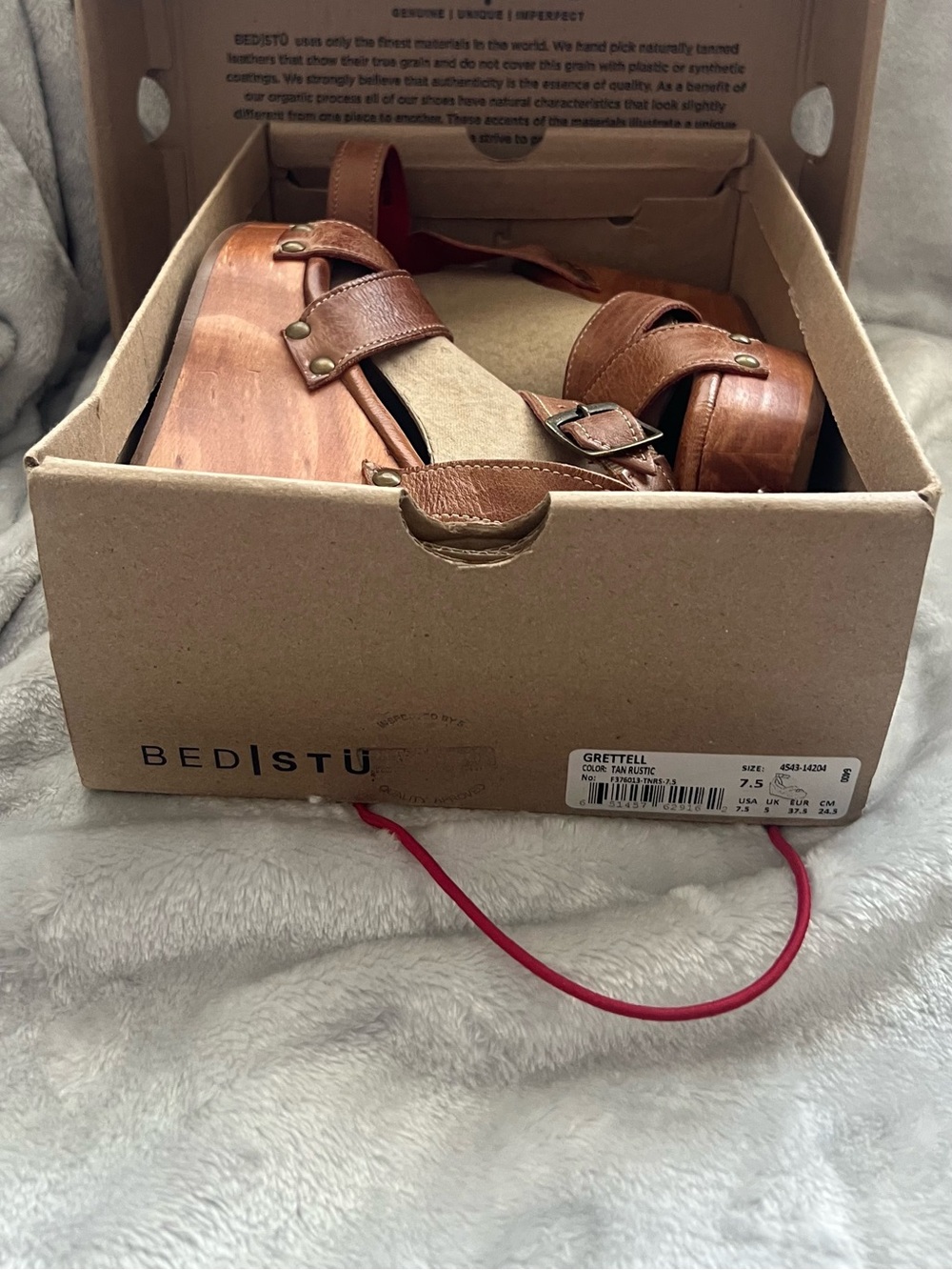 New w/ Box: Bed|Stu ✳️ Grettell Wedge Sandal in Tan Rustic Size: 7.5 M - Picture 15 of 16